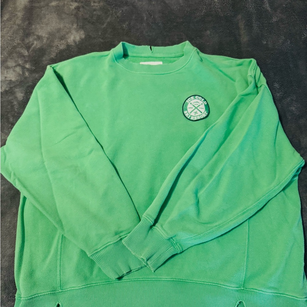 Aerie Vibrant Green Crew Neck Sweatshirt
